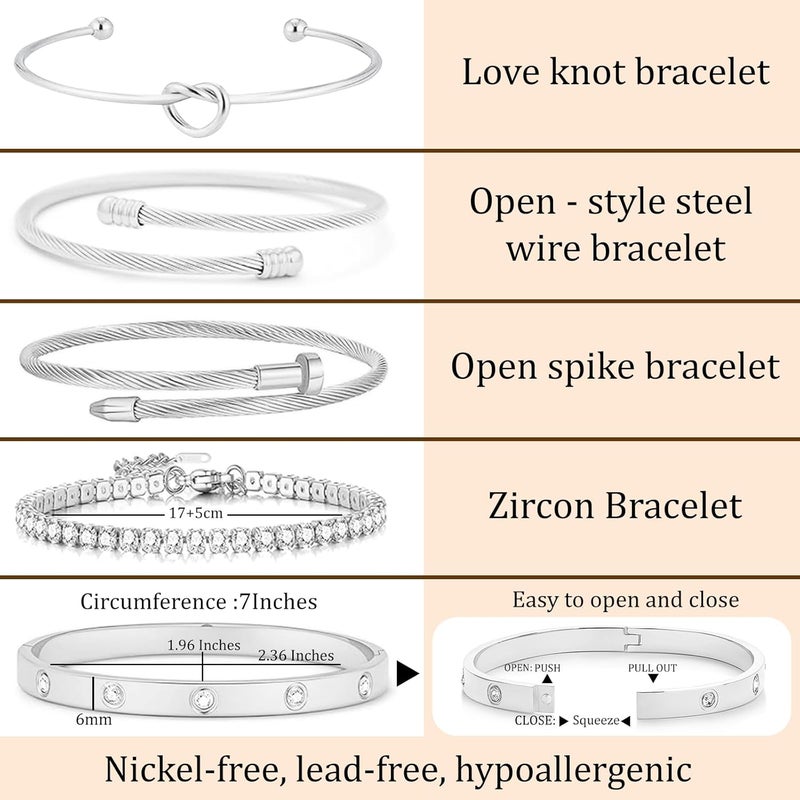 FAFUGA 18 K Gold Plated Love Bangle Bracelet Stack Cuff Jewelry for Women Jewelry Set for Women Gift with Box - Image 4